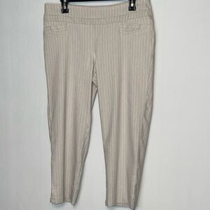 Zac & Rachel Capri Dress Pants Women 12 Linen Blend Beige Pockets.